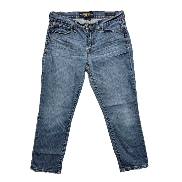 Lucky Brand Denim - Lucky Brand Jeans Womens 8/29 Distressed Blue Denim Sofia Capri Crop Leg Comfort